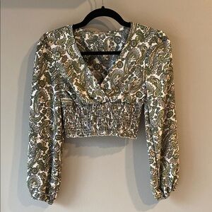 NWOT - Green Paisley Long Sleeve Women's Top